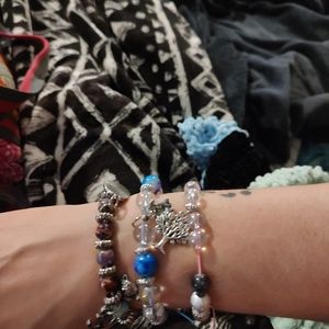 Bracelets tie dye back packs all made by hand by Amanda box